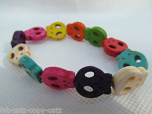 Load image into Gallery viewer, QUALITY UNISEX STONE SKULL FASHION ELASTICATED FRIENDSHIP BRACELET WRIST BAND UK
