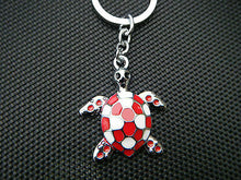 Load image into Gallery viewer, LARGE METAL MOSIAC TURTLE TORTOISE RED BLACK KEYRING GIFT COLLECTABLE FREE UKP&amp;P
