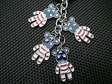 Load image into Gallery viewer, 4 PIECE METAL CUTE TEDDY BEAR UK UNION JACK ENGLAND USA FLAG KEYRING CHARM GIFT
