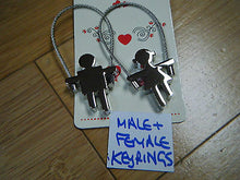 Load image into Gallery viewer, LOVERS SET OF 2 NOVELTY MALE &amp; FEMALE BOY HUGGING LOVERS LOVE YOU KEYRINGS GIFT
