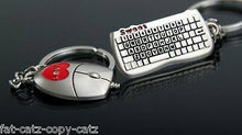 Load image into Gallery viewer, LOVERS SET OF 2 KEYRINGS I LOVE YOU MALE &amp; FEMALE COMPUTER KEYBOARD &amp; MOUSE SET
