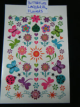 Load image into Gallery viewer, 1x SHEET GIRLS COLOURFUL BUTTERFLIES FLOWERS LADYBIRDS BANDS TEMPORARY TATTOOS
