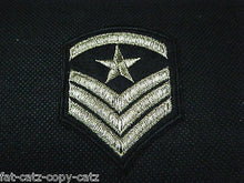 Load image into Gallery viewer, PUNK GOTH EMBROIDERY CLOTH MILITARY SERGEANT STRIPES PATCH IRON SEW ON 7cmx5.5cm
