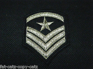 PUNK GOTH EMBROIDERY CLOTH MILITARY SERGEANT STRIPES PATCH IRON SEW ON 7cmx5.5cm