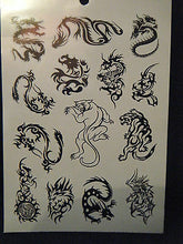 Load image into Gallery viewer, 1x SHEET BLACK UNISEX ARTY CELTIC SUN TRIBAL BANDS 9 DESIGNS TEMPORARY TATTOOS
