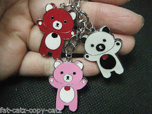 Load image into Gallery viewer, CUTE ANIMATED TEDDY BEARS 3 PIECE ENAMEL KEYRING HANDBAG CHARM GIFT UK SELLER
