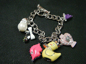 FASHION JEWELLERY CHARM BRACELET DUCK STRAWBERRY LIPS EIFEL TOWER CHERRY GIFT UK