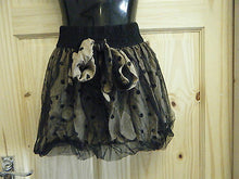 Load image into Gallery viewer, LADIES NET RARA PUFF BALL BOHO STYLE SPOTTED BOW MINI SKIRT SMALL SIZE UK 6-10
