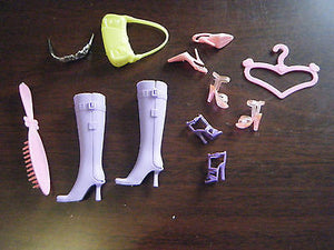 12" DOLL'S SIZED CLOTHING ACCESSORIES 9 PIECE SETS BOOTS, SHOES HANDBAG COMB UK