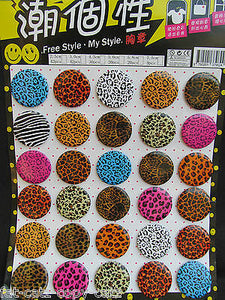 30x LARGE FASHION ANIMAL LEOPARD ZEBRA PRINT BADGES 40mm PARTY LOOT BAG UKSELLER