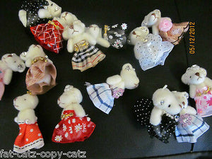 1 x TINY DOLL'S HOUSE JOINTED TEDDY BEAR MOBILE CHARM JEWELS DIAMONTE 4cm TALL