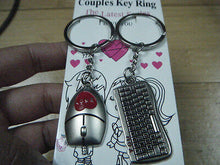 Load image into Gallery viewer, LOVERS SET OF 2 KEYRINGS I LOVE YOU MALE &amp; FEMALE COMPUTER KEYBOARD &amp; MOUSE SET
