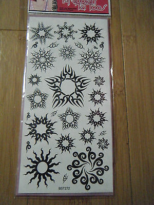 BLACK UNISEX CELTIC TRIBAL GOTHIC CIRCLES SUN TEMPORARY TATTOOS 20+ PER PACK UK