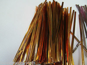 100 x 10cm QUALITY METALLIC SILVER GOLD TWIST TIES FOR CELLO BAGS CRAFT UKSELLER