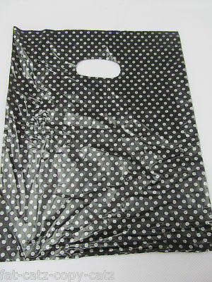 40-45 TINY BLACK POLKA DOTS SPOTTED SMALL PLASTIC CARRIER BAGS 19cmx18cm UKSELL