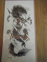 Load image into Gallery viewer, SHEET MENS BOYS UNISEX BLACK CHINESE ORIENTAL DRAGON TEMPORARY TATTOOS 5 DESIGNS
