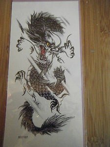 SHEET MENS BOYS UNISEX BLACK CHINESE ORIENTAL DRAGON TEMPORARY TATTOOS 5 DESIGNS