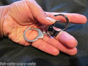MINI HAND CUFFS BLING SILVER METAL COLOURED KEYRING GIFT IDEA UK SELLER FREE P&P