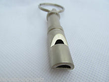 Load image into Gallery viewer, SOLID METAL DULL SILVER TONE BLOWING WHISTLE KEYRING CHARM GIFT IDEA UK SELLER

