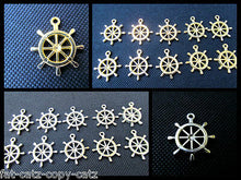 Load image into Gallery viewer, 25x Ship Steering Wheel Helm Nautical Jewellery Craft Charms Gold Silver UK Sell
