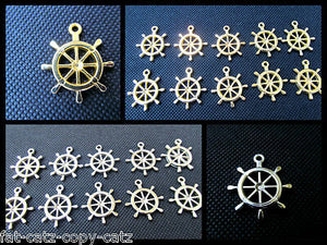 25x Ship Steering Wheel Helm Nautical Jewellery Craft Charms Gold Silver UK Sell