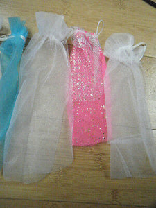 3x SINDY DOLL'S SIZED CLOTHING WEDDING DRESS VEILS MIXED COLOURS FREE UK P&P