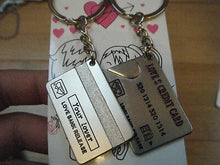Load image into Gallery viewer, LOVERS I LOVE YOU SET OF TWIN KEYRINGS CHARMS MALE &amp; FEMALE CREDIT CARD SET UK
