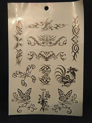1x SHEET BLACK UNISEX ARTY CELTIC SUN TRIBAL BANDS 9 DESIGNS TEMPORARY TATTOOS