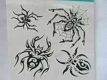 Load image into Gallery viewer, One Sheet black scary spider web insects halloween Temporary Tattoos UK Seller
