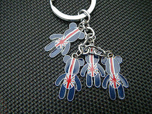 Load image into Gallery viewer, 4 PIECE METAL CUTE TEDDY BEAR UK UNION JACK ENGLAND USA FLAG KEYRING CHARM GIFT
