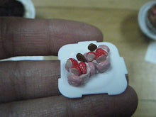 Load image into Gallery viewer, DOLLS HOUSE MINIATURE FOOD GATEAUX 3 x SMALL STRAWBERRY CAKES &amp; PLATE 1/12 SCALE
