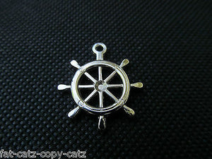 25x Ship Steering Wheel Helm Nautical Jewellery Craft Charms Gold Silver UK Sell