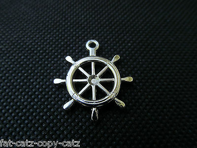25x Ship Steering Wheel Helm Nautical Jewellery Craft Charms Gold Silver UK Sell