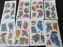 Load image into Gallery viewer, 5 or 10 SHEETS BOYS ANGRY TIGER DRAGON WOLF TEMPORARY TATTOOS PARTY LOOT BAG
