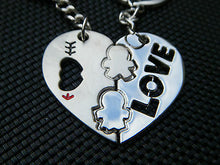 Load image into Gallery viewer, COUPLE SET OF 2 KEYRINGS I LOVE YOU MALE &amp; FEMALE SYMBOL JIGSAW PIECES UK SELLER
