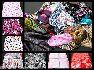 WHOLESALE LOT 50 x SILK SATIN FEEL LADIES SQUARE SCARF ANIMAL PINK SPOTS STRIPES