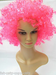 UNISEX FANCY DRESS COSTUME BUGGLEGUM CUTE PINK 70's AFRO SYNTHETIC WIG UK SELLER