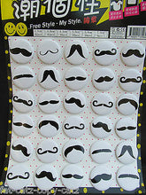 Load image into Gallery viewer, PACK OF 30 or 42 FASHION BLACK MOUSTACHE BADGES 40mm&amp;30mm GIFT PARTY BAG UKSELL

