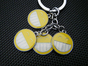 SMILEY FACE 4 PIECE KEYRING HANDBAG CHARM GIFT UKSELLER