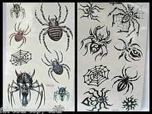 Load image into Gallery viewer, One Sheet black scary spider web insects halloween Temporary Tattoos UK Seller
