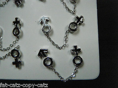 UNIQUE PAIR UNISEX MULTI 2 HOLE PUNK GOTH PIERCED EARRINGS MALE FEMALE SYMBOLS