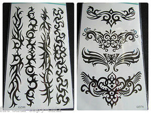 ONE SHEET MENS BOYS ARTY BLACK CELTIC TRIBAL TEMPORARY TATTOOS 20x10cm UK SELLER