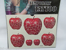 Load image into Gallery viewer, Quality Unisex Arty Cracked Mosaic Red Apples Fruit Temporary Tattoos UK Seller
