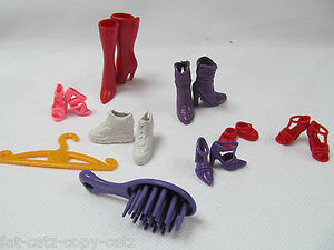 12" DOLL'S SIZED CLOTHING ACCESSORIES 9 PIECE SETS BOOTS, SHOES HANDBAG COMB UK