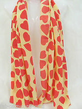Load image into Gallery viewer, FASHION HEARTS PRINT PINK BLUE GREEN CREAM LADIES SCARF 160cmx48cm FREE UK P&amp;P
