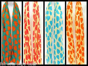 FASHION HEARTS PRINT PINK BLUE GREEN CREAM LADIES SCARF 160cmx48cm FREE UK P&P