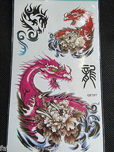 Load image into Gallery viewer, SHEET MENS BOYS ARTY CHINESE DRAGON WORDS TEMPORARY TATTOOS 20cmx10cm UK SELLER
