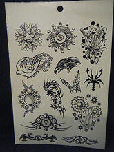 Load image into Gallery viewer, 1x SHEET BLACK UNISEX ARTY CELTIC TIGER BUTTERFLY BAND DESIGNS TEMPORARY TATTOOS
