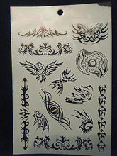 Load image into Gallery viewer, 1x SHEET BLACK UNISEX ARTY CELTIC SUN TRIBAL BANDS 9 DESIGNS TEMPORARY TATTOOS
