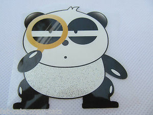 CUTE FAT BLACK & WHITE PANDA GLITTER IRON ON SMOOTH PATCH FOR CLOTHES UK SELLER
